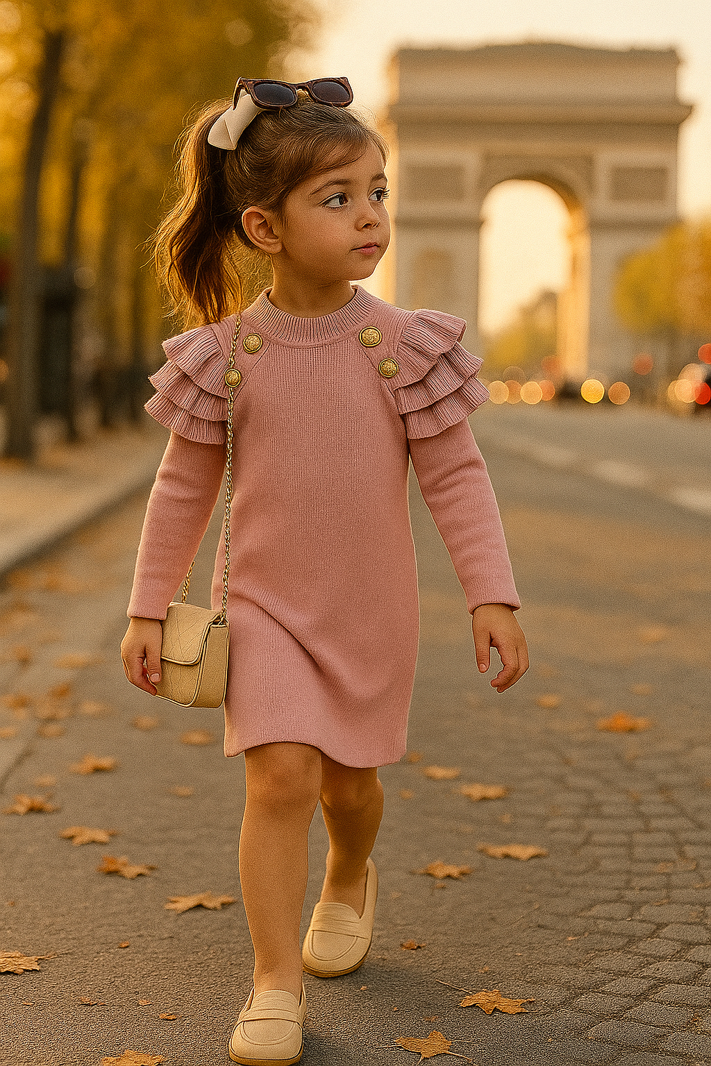 Tubino rosa in maglia GOLD DETAILS