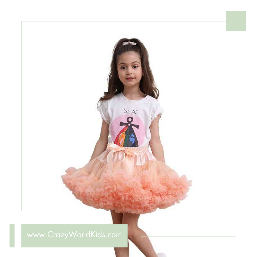Gonna in tulle disponibile in rosa antico, verde acqua e albicocca dalla 4 alla 14 anni