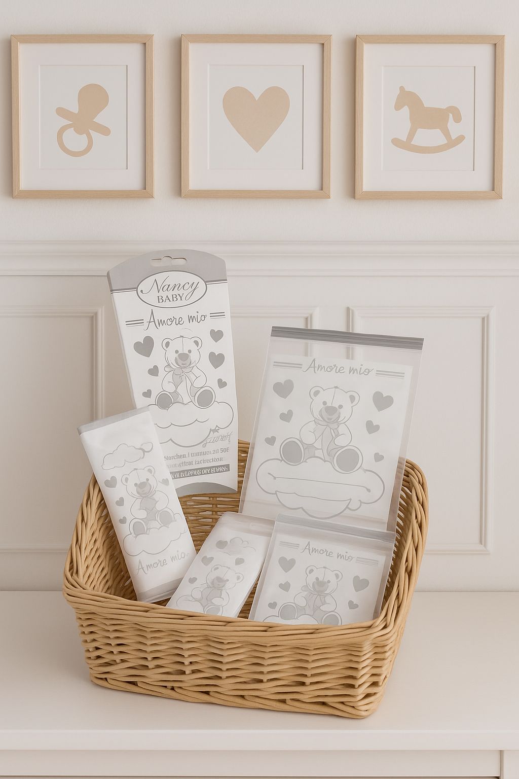 5 sacchetti nascita per corredino con chiusura ermetica disponibili rosa ,neutri e celesti