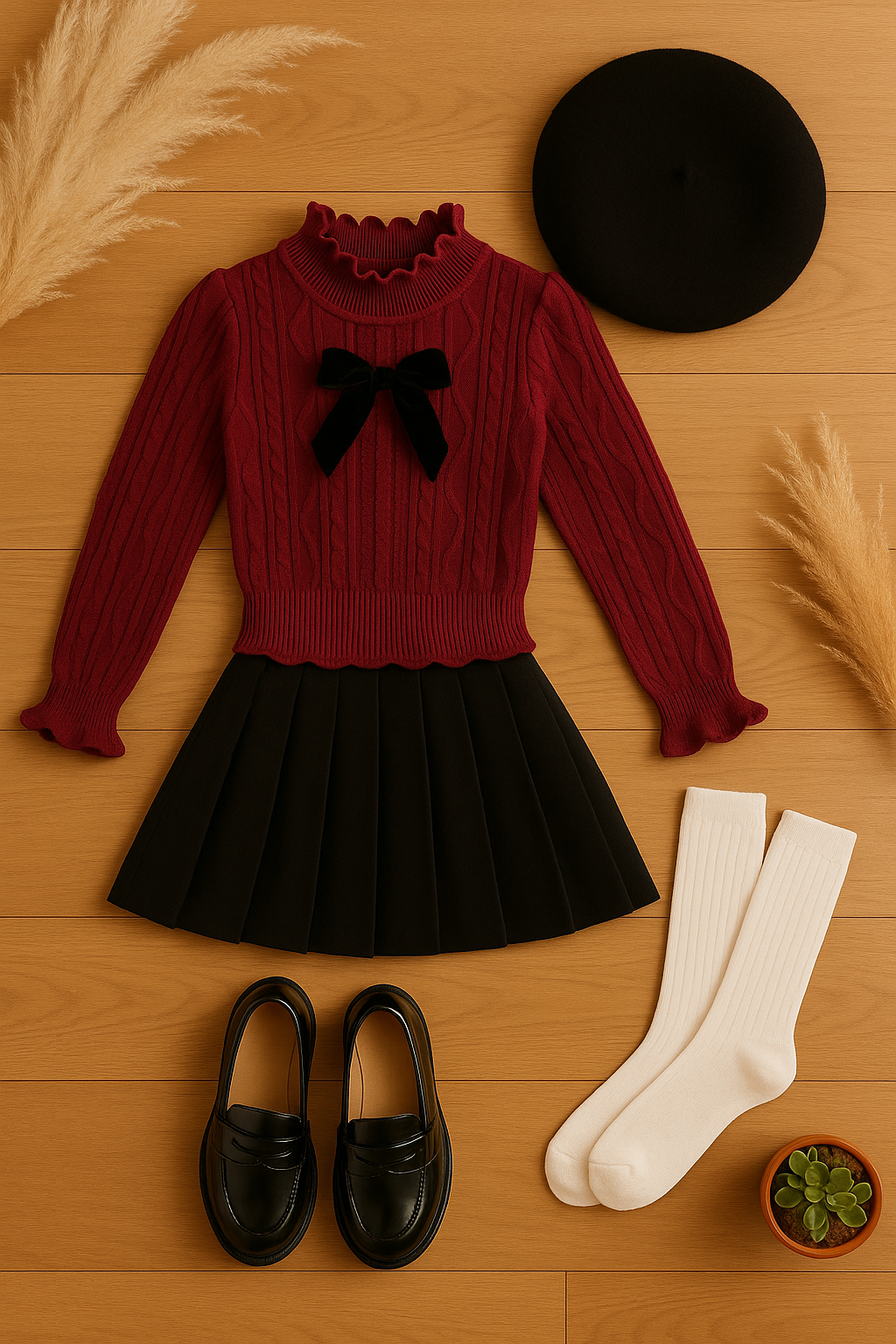 Maglioncino bordeaux Treccia D’Autunno