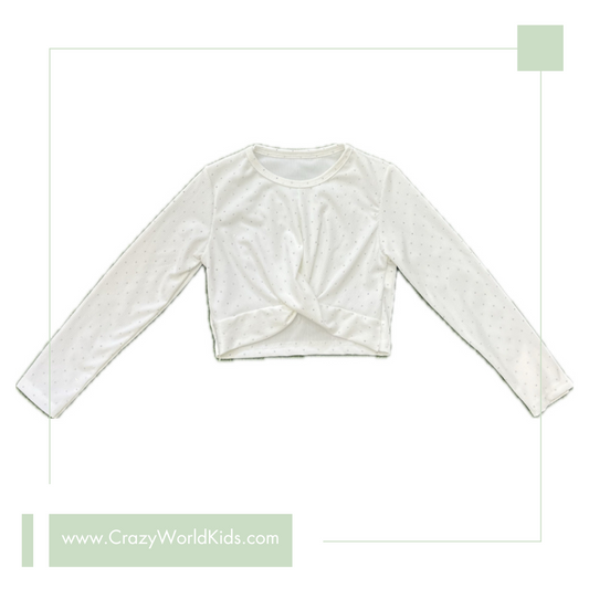 Maglia crop Diamond disponibile bianca e azzurra dalla 4 alla 12 anni
