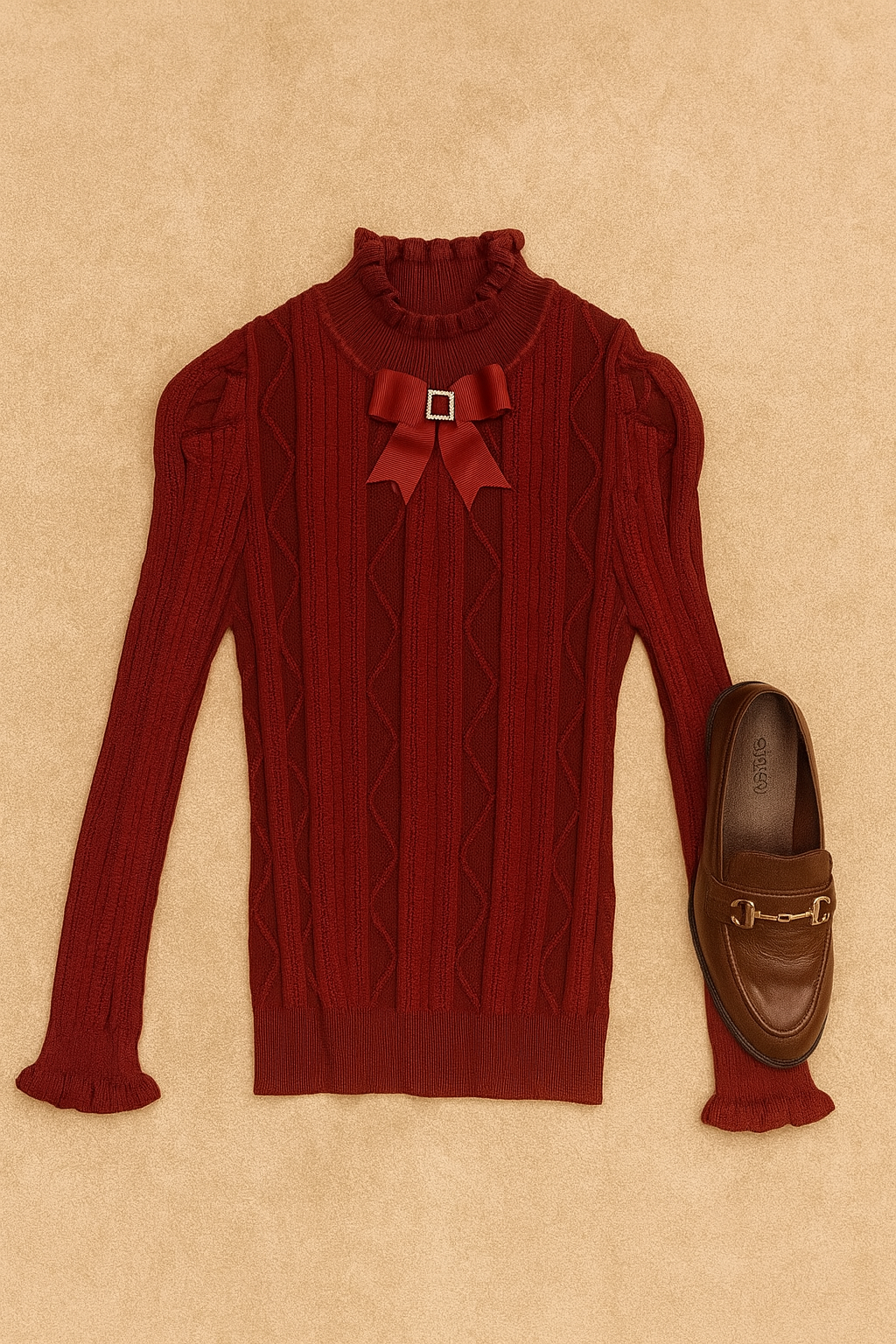 Maglioncino bordeaux Treccia D’Autunno