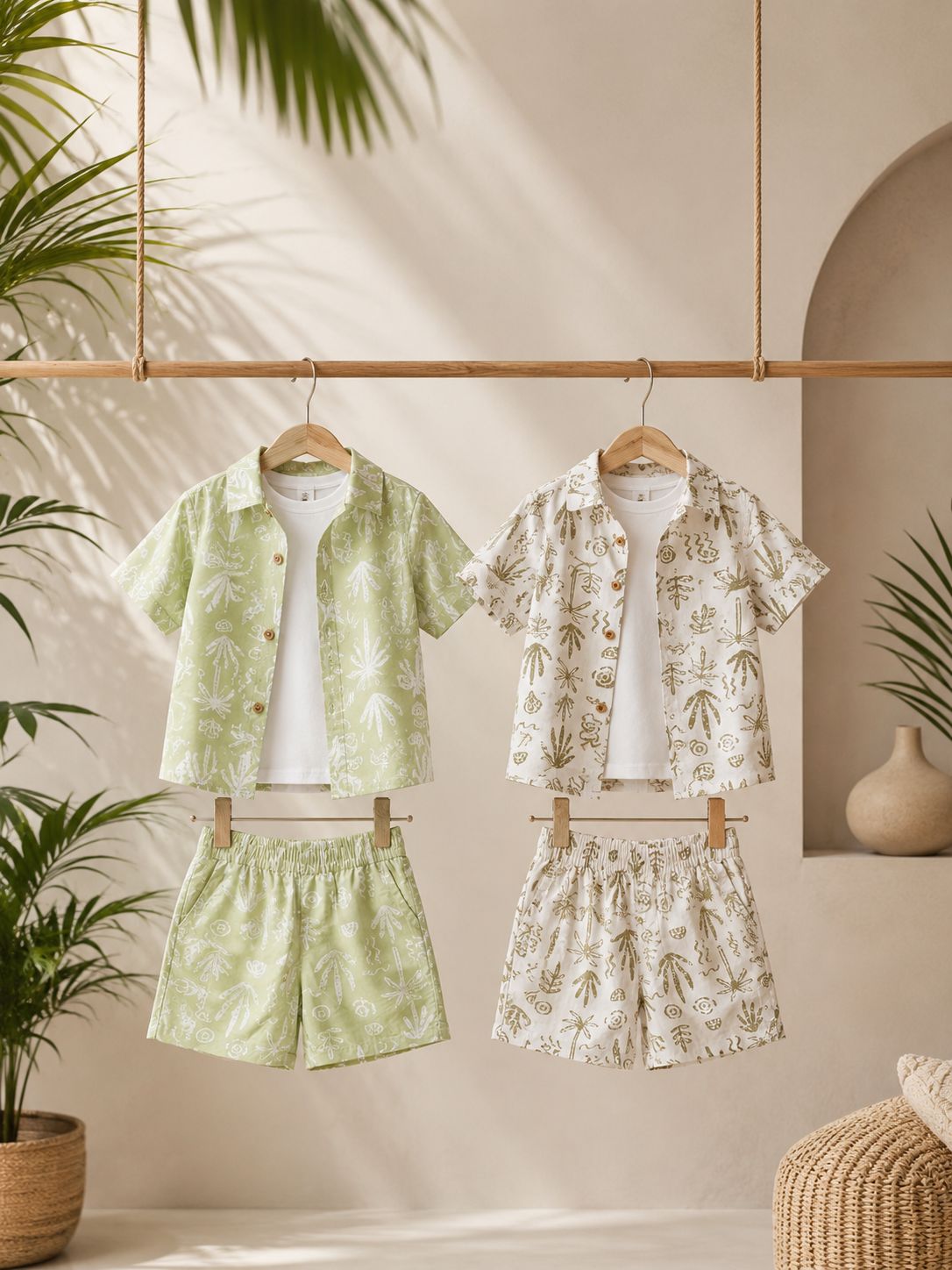 Completo neonato camicia e bermuda TROPICAL