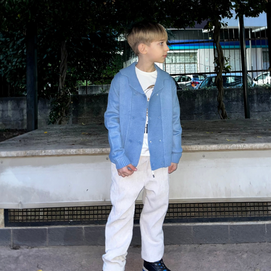 Cardigan azzurro disponibile dalla 9 alla 30 mesi