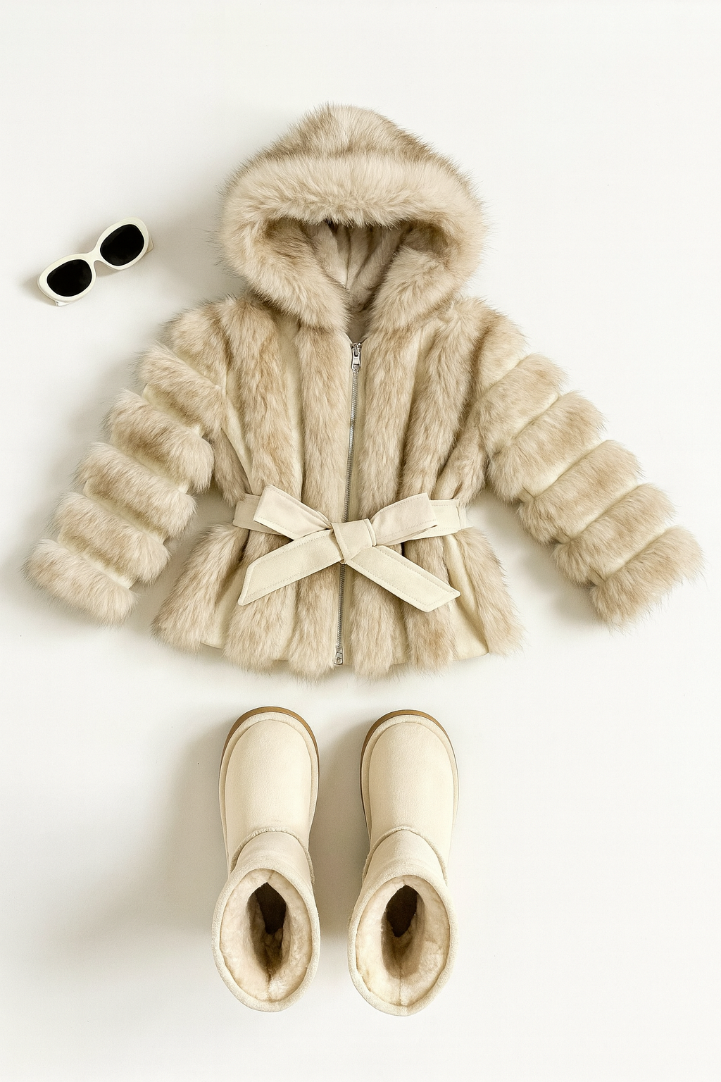 Pelliccia Lune D’Hiver disponibile in beige chiaro e beige scuro