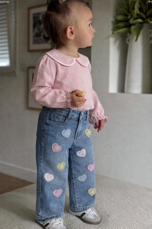 Jeans neonata GLITTER HEART