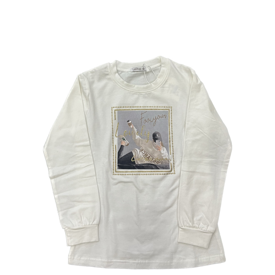 T-shirt disponibile in due varianti di colore (bianco/cammello) dalla 8 alla 16 anni