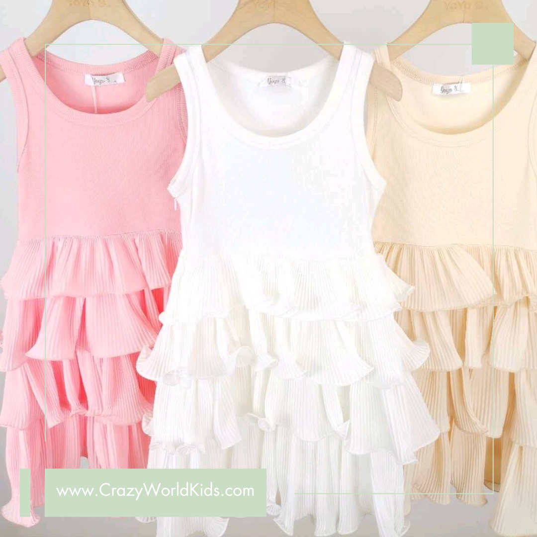 Vestito con balze disponibile beige dalla 4 alla 14 anni