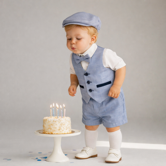 Completo cerimonia neonato celeste