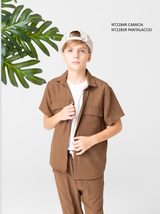 Camicia color tabacco disponibile dalla 8 alla 18 anni