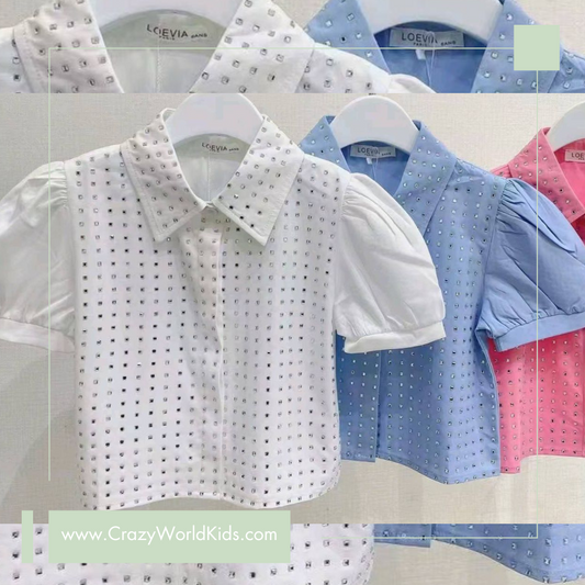 Camicia disponibile dalla 4 alla 14 anni in bianco o azzurro