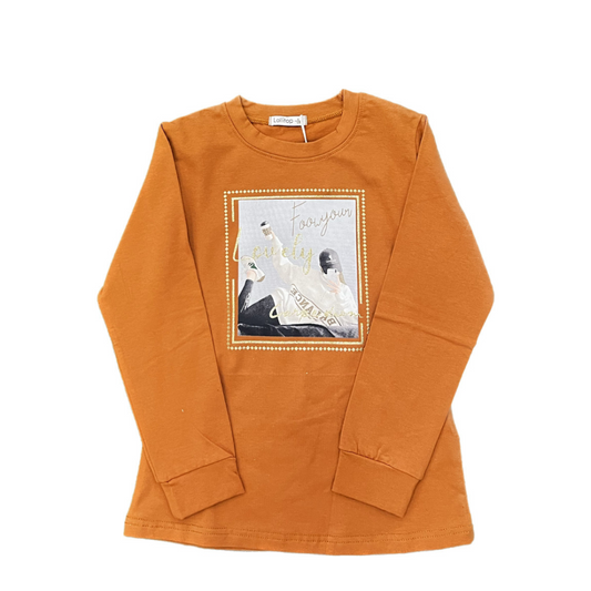 T-shirt disponibile in due varianti di colore (bianco/cammello) dalla 8 alla 16 anni