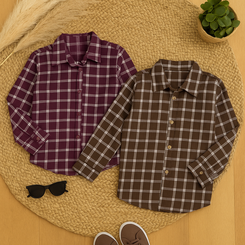 Camicia Quadrex disponibile marrone e vignaccio