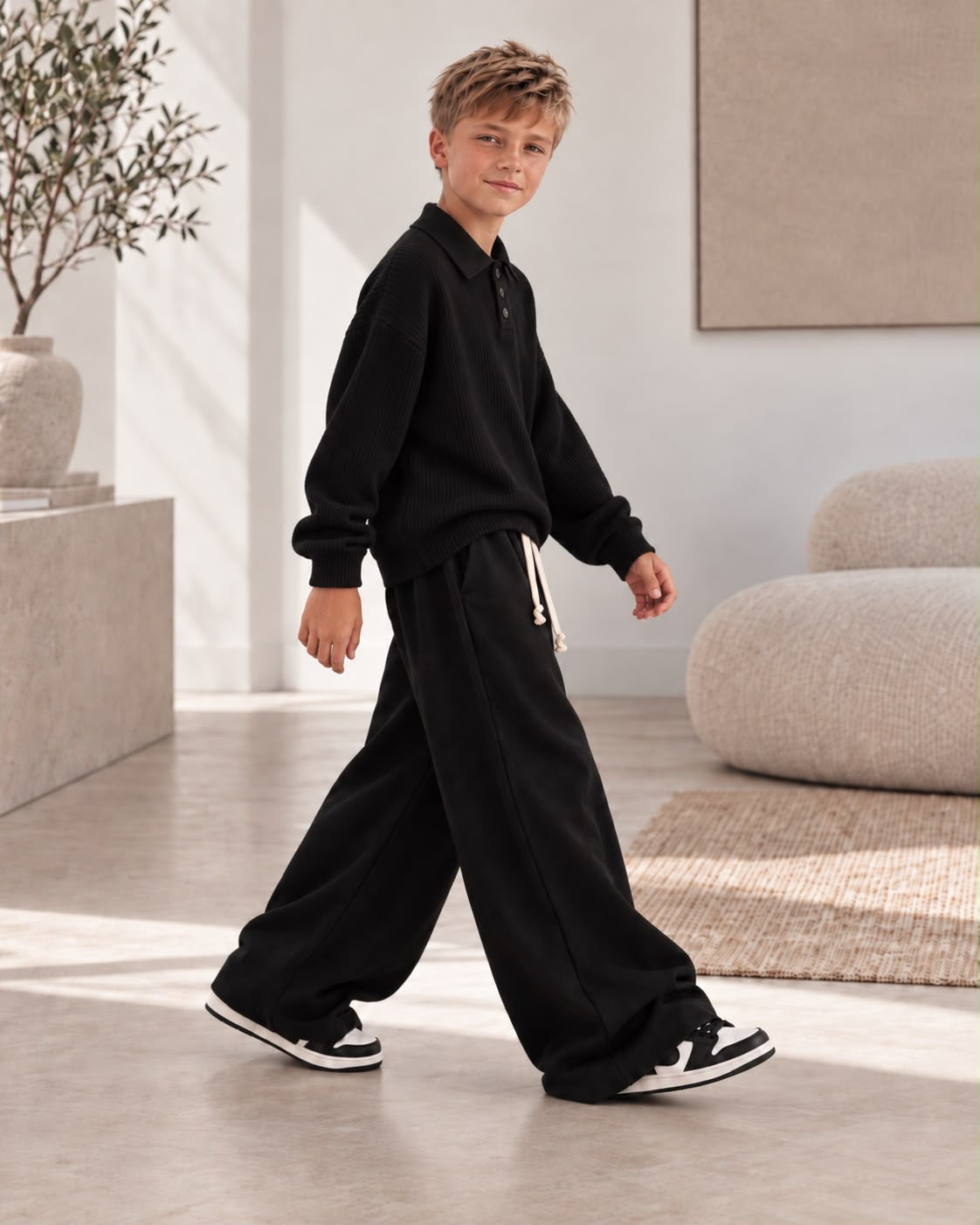 Pantalone palazzo bimbo nero ,marrone scuro e marrone chiaro