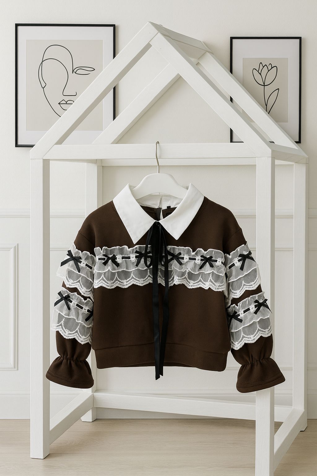 Felpa Petite Élegance marrone