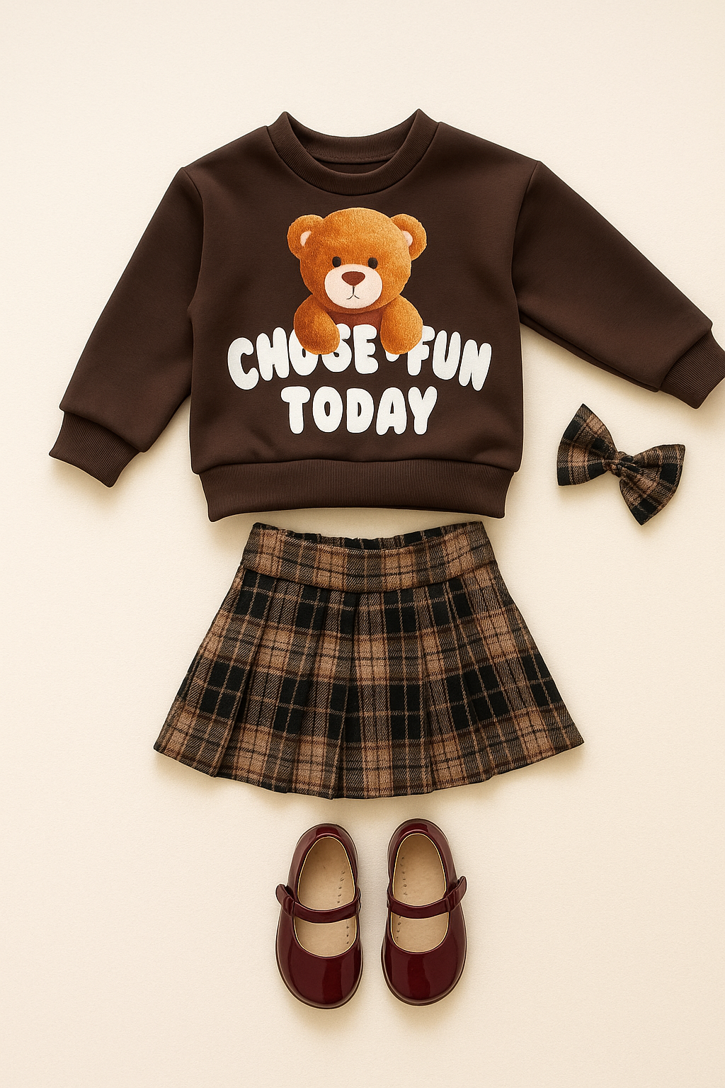 Completo compreso di fermaglio capelli OURS EN VICHY