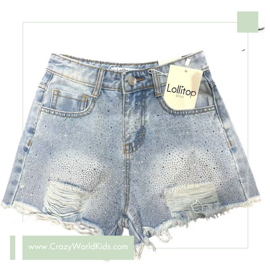Shorts disponibili in lavaggio blu dalla 4 alla 14 anni