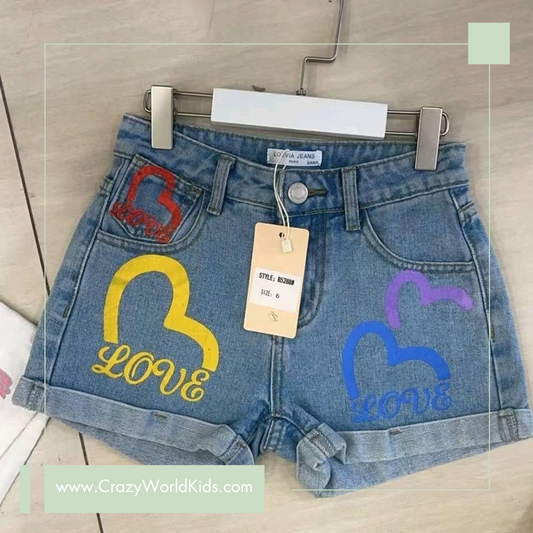 Shorts in denim con stampe disponibili dalla 4 alla 14 anni