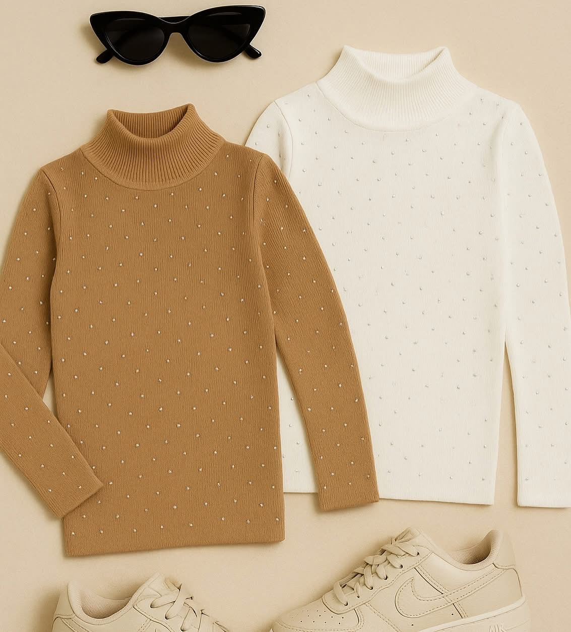 Maglioncino LUMIÉRE disponibile in beige e bianco