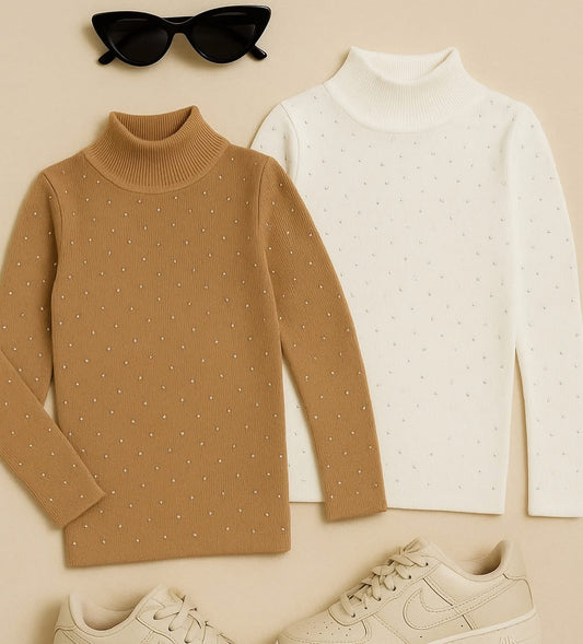 Maglioncino LUMIÉRE disponibile in beige e bianco