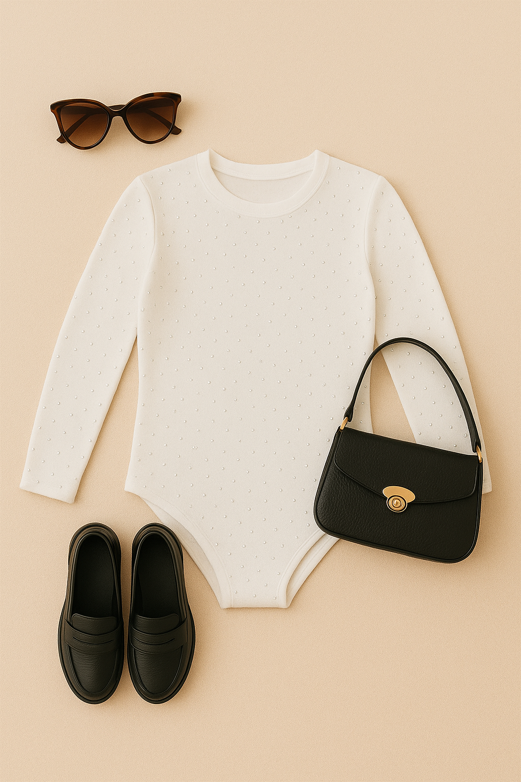 Body in ciniglia STELLAIRE bianco e nero