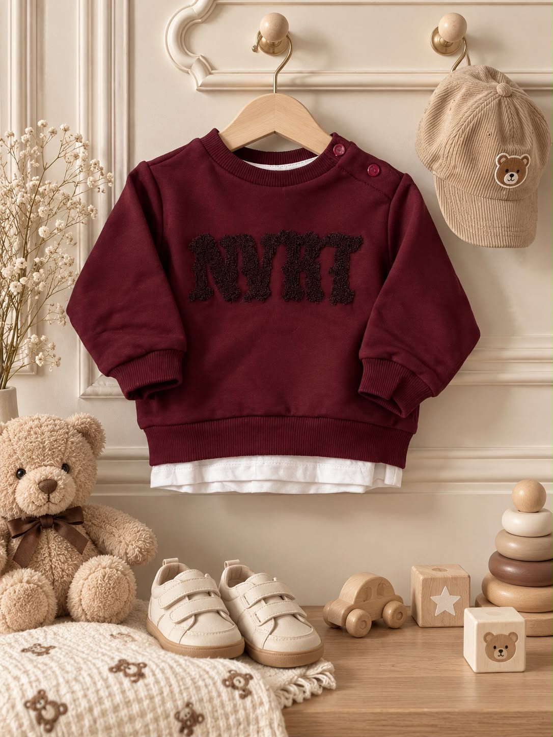 Felpa neonato BURGUNDY NVRT